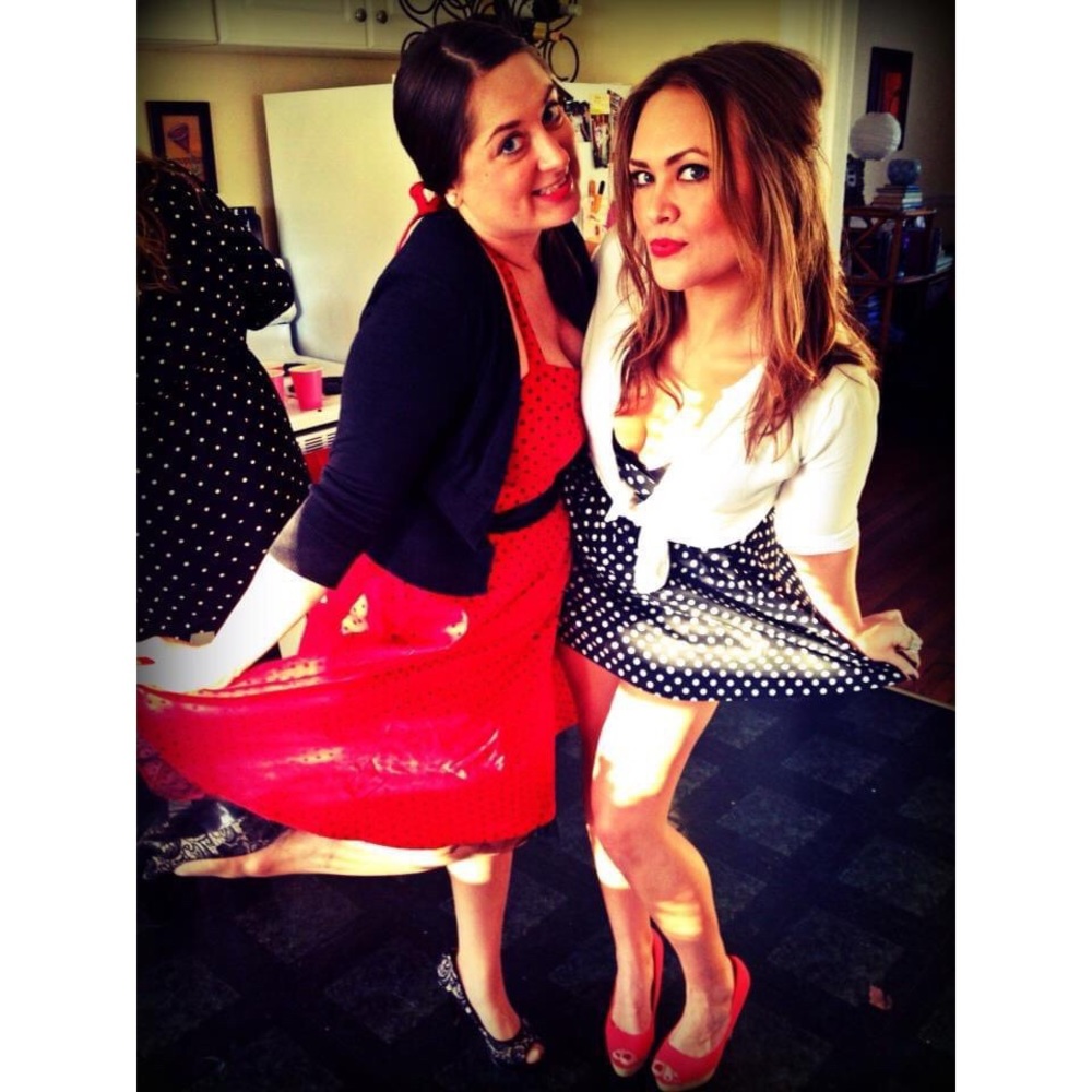 2010 Vintage, “Twee” Polka Dot Strapless Mini Dress Black & White - Picture 13 of 16